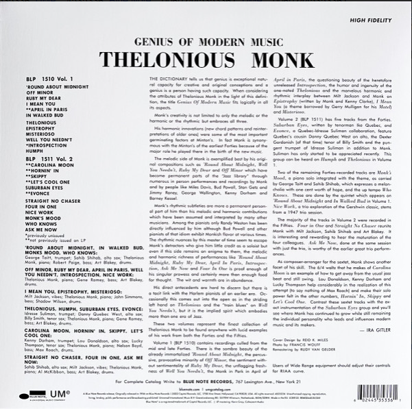 Genious of Modern Music Volume 1, Thelonious Monk